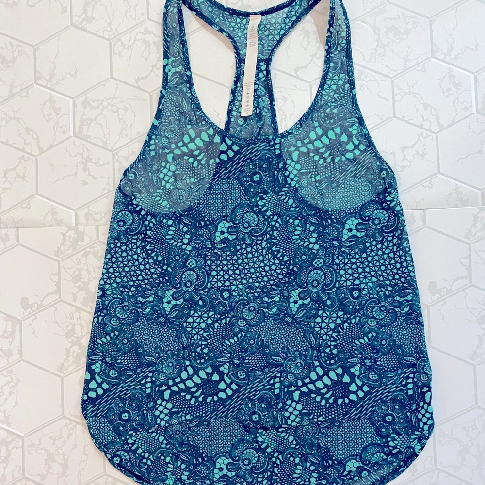 Lululemon floral teal and navy tank